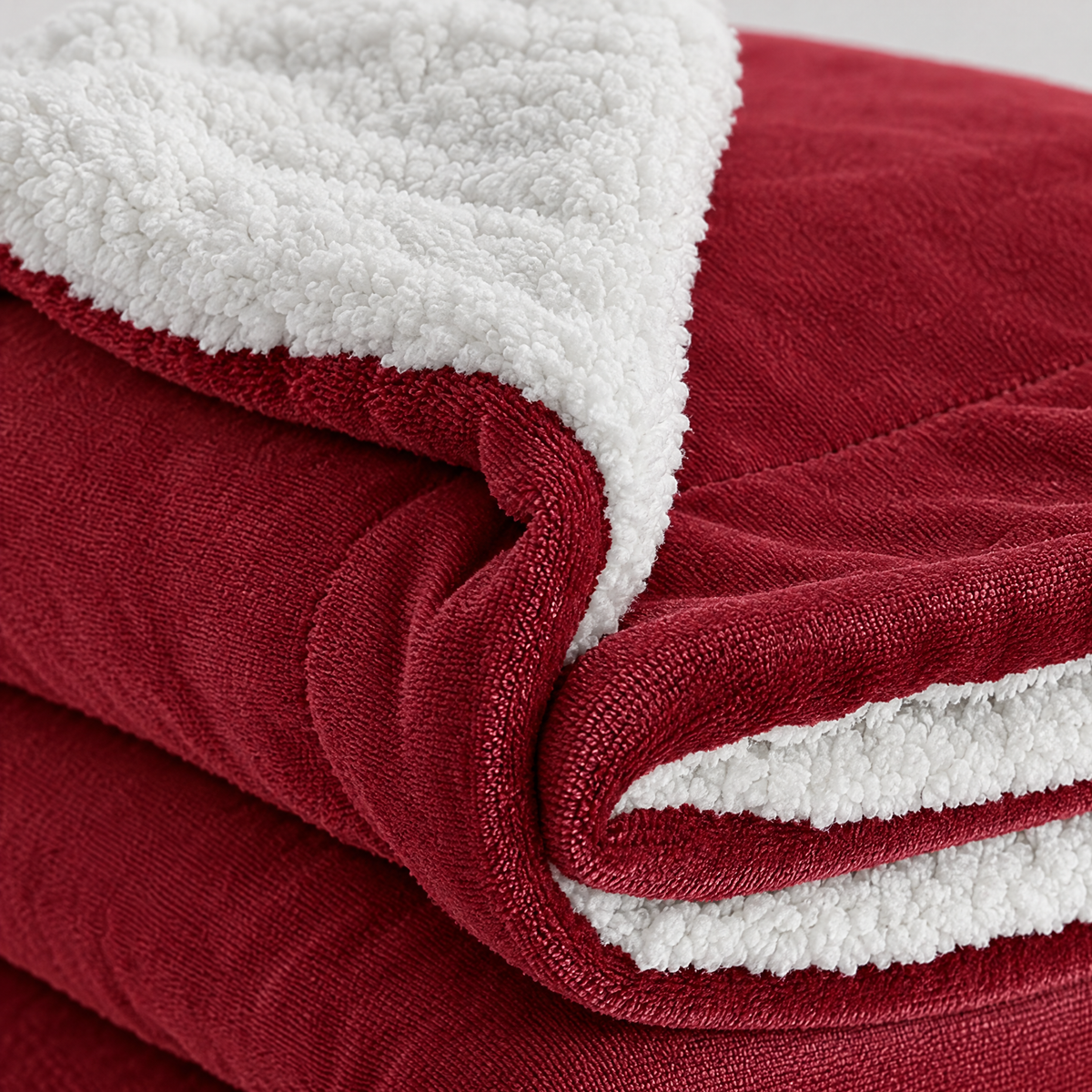 Reversible Sherpa Fleece Blanket for Bed & Couch - 2 - close-up detail