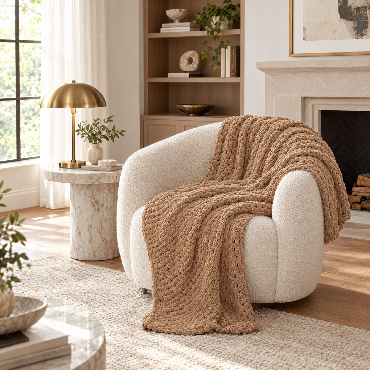 Chunky Chenille Knit Blanket for Bed & Couch - 5 - lifestyle