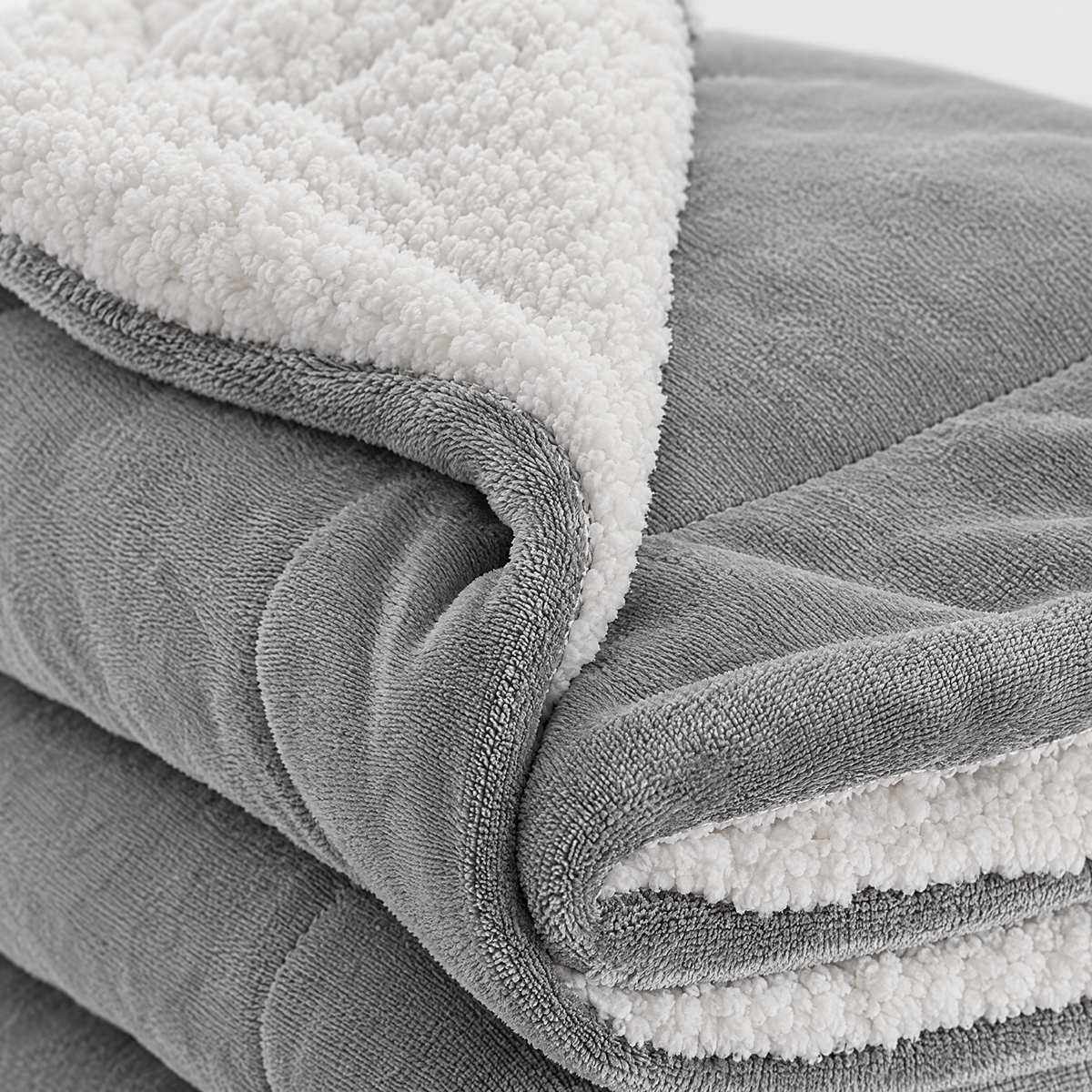 Reversible Sherpa Fleece Blanket for Bed & Couch - 1 - close-up detail