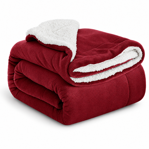Reversible Sherpa Fleece Blanket for Bed & Couch - 2 - white background