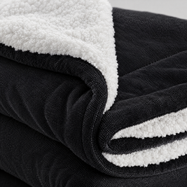 Reversible Sherpa Fleece Blanket for Bed & Couch - 8 - close-up detail