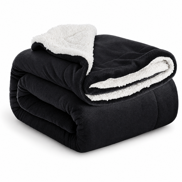 Reversible Sherpa Fleece Blanket for Bed & Couch - 8 - white background