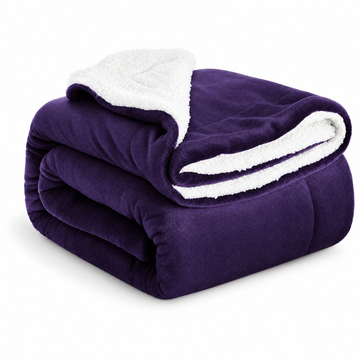 Reversible Sherpa Fleece Blanket for Bed & Couch - 7 - white background