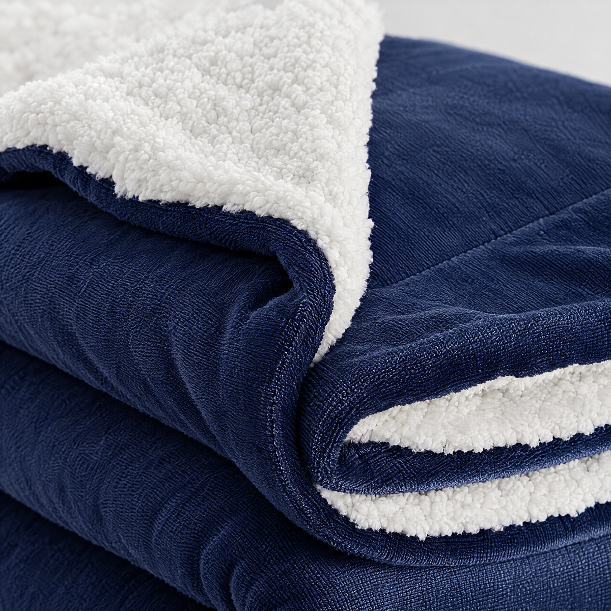 Reversible Sherpa Fleece Blanket for Bed & Couch - 6 - close-up detail
