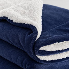 Reversible Sherpa Fleece Blanket for Bed & Couch - 6 - close-up detail