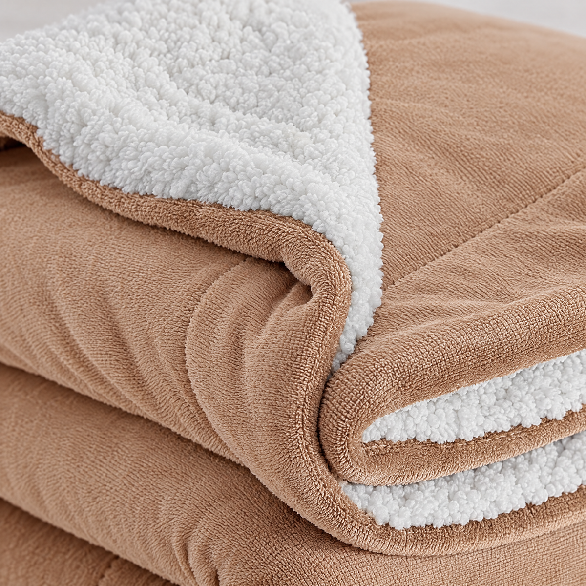 Reversible Sherpa Fleece Blanket for Bed & Couch - 3 - close-up detail