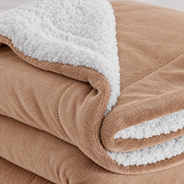 Reversible Sherpa Fleece Blanket for Bed & Couch - 3 - close-up detail