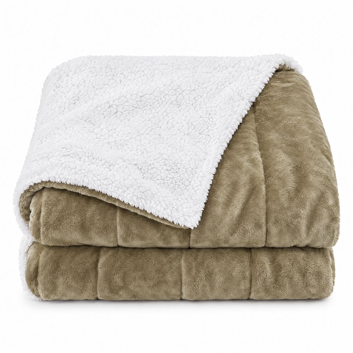 Reversible Sherpa Fleece Blanket for Bed & Couch - 11 - white background