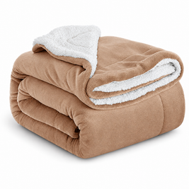 Reversible Sherpa Fleece Blanket for Bed & Couch - 3 - white background