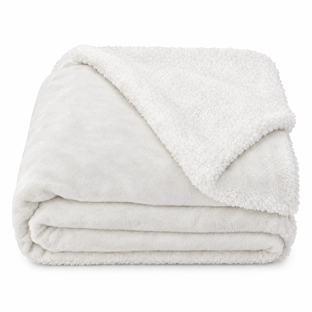 Reversible Sherpa Fleece Blanket for Bed & Couch - 13 - white background