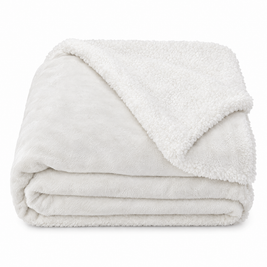 Reversible Sherpa Fleece Blanket for Bed & Couch - 13 - white background