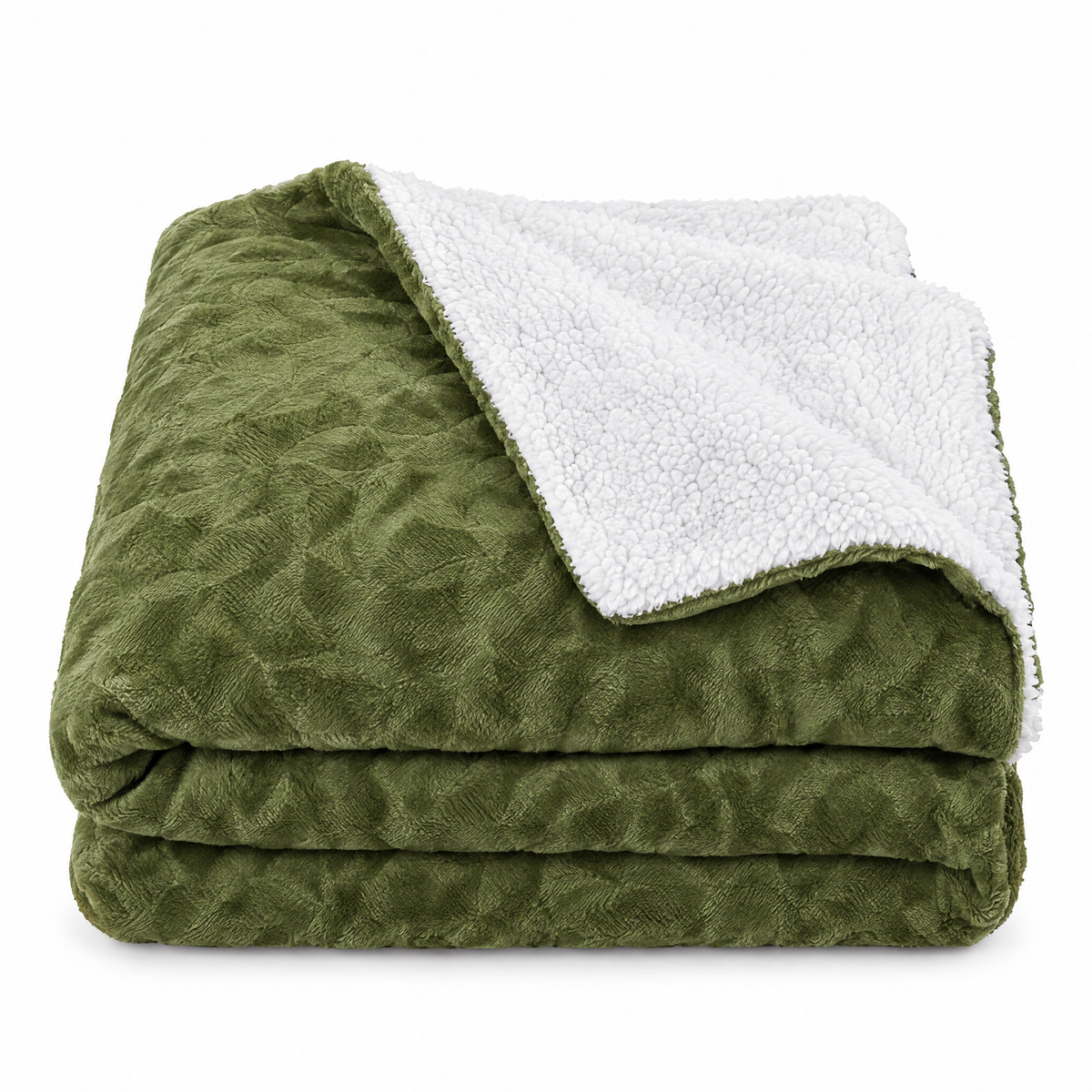 Reversible Sherpa Fleece Blanket for Bed & Couch - 15 - white background