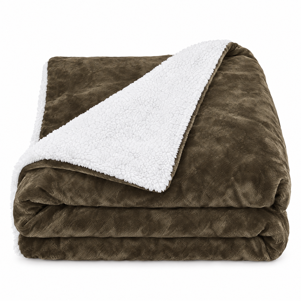 Reversible Sherpa Fleece Blanket for Bed & Couch - 14 - white background