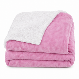 Reversible Sherpa Fleece Blanket for Bed & Couch - 12 - white background