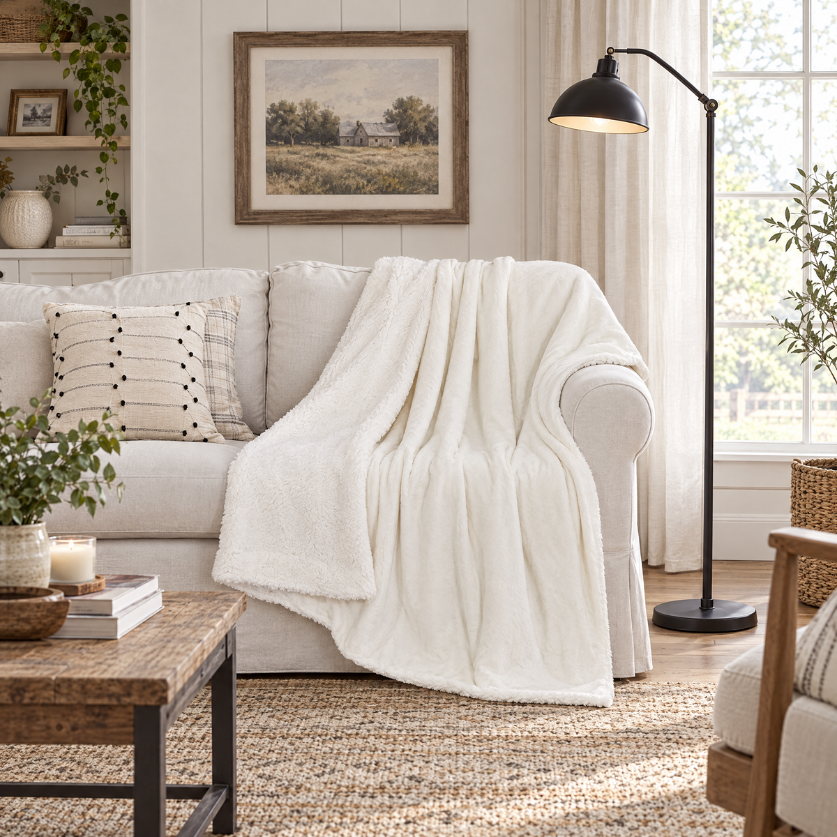 Reversible Sherpa Fleece Blanket for Bed & Couch - 13 - lifestyle