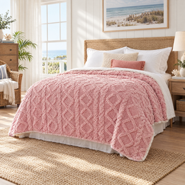 Thick Lamb Wool Weighted Winter Blanket Comforter - pink - lifestyle