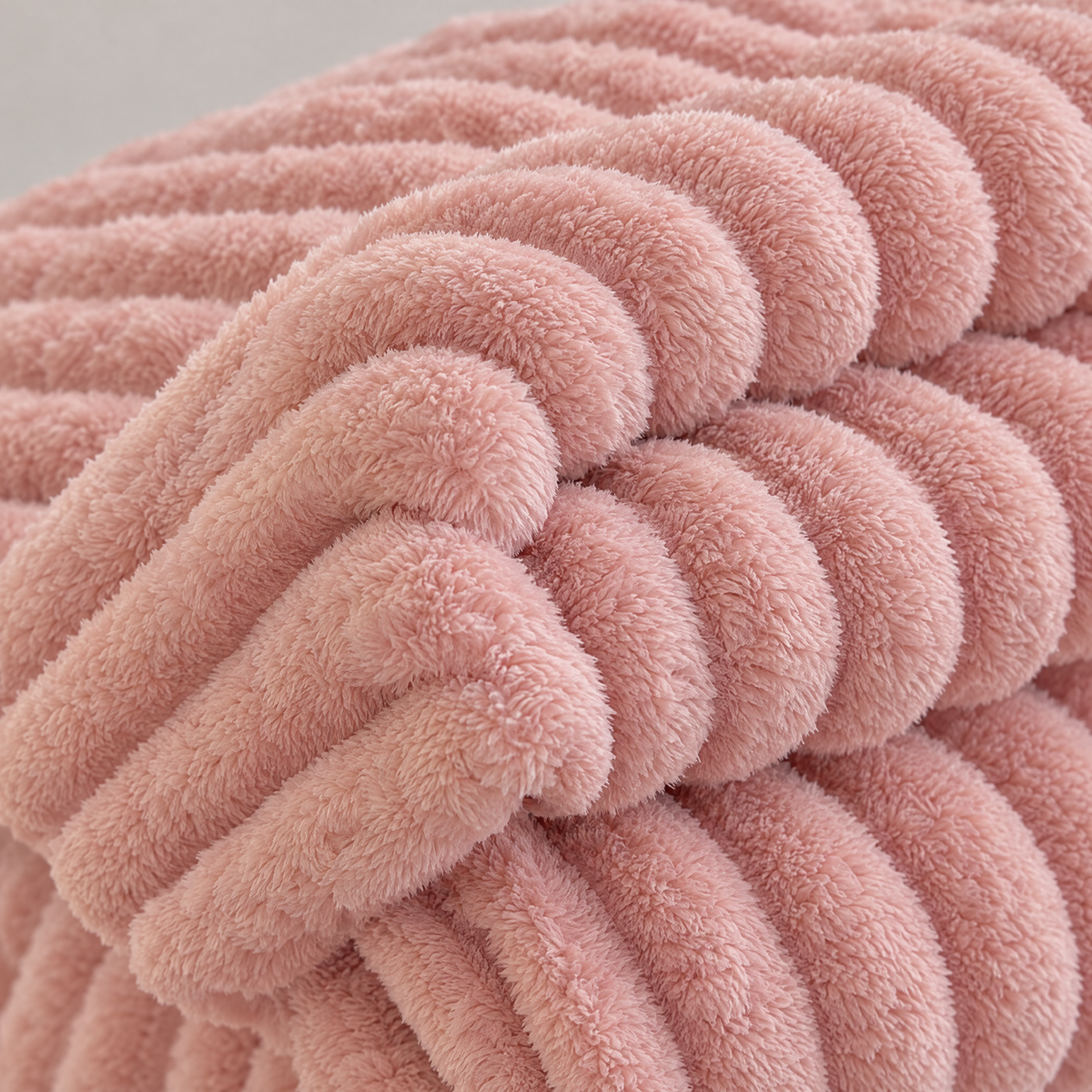 Soft Fluffy Striped Throw Blanket, 250 GSM Warmth - pink - close-up detail