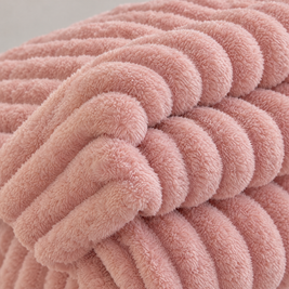 Soft Fluffy Striped Throw Blanket, 250 GSM Warmth - pink - close-up detail