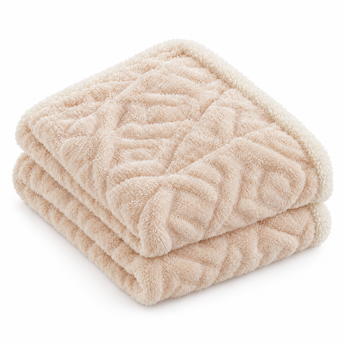 Coral Fleece Nap Blanket for Office & Travel - apricot - white background