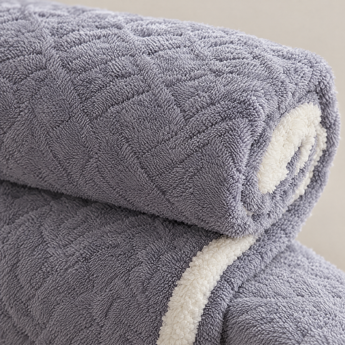 Coral Fleece Nap Blanket for Office & Travel - blue - close-up detail