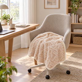 Coral Fleece Nap Blanket for Office & Travel - apricot - lifestyle