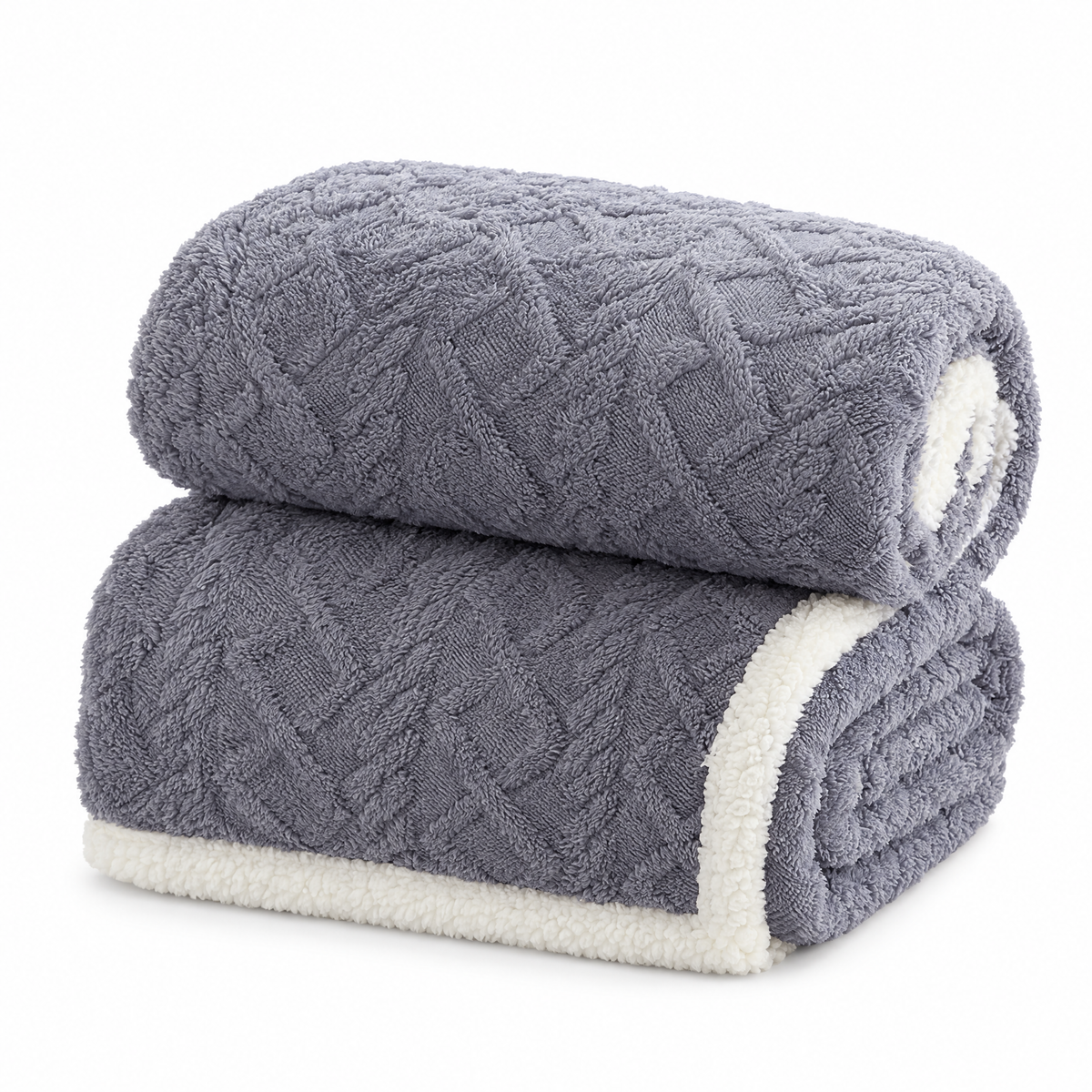 Coral Fleece Nap Blanket for Office & Travel - blue - white background