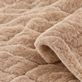 Coral Fleece Nap Blanket for Office & Travel - khaki - close-up detail