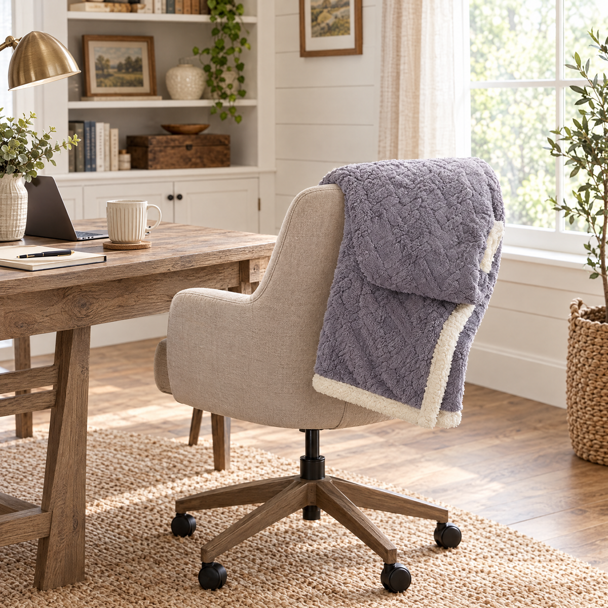 Coral Fleece Nap Blanket for Office & Travel - blue - lifestyle
