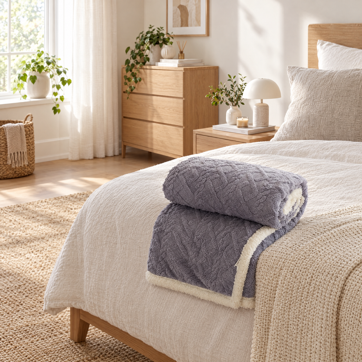 Coral Fleece Nap Blanket for Office & Travel - blue - lifestyle