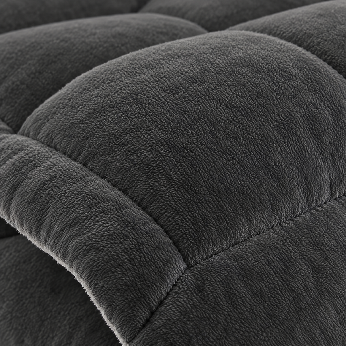 Milk Fleece Weighted Comforter, Warm Winter Quilt - Dark Gray - close-up detail