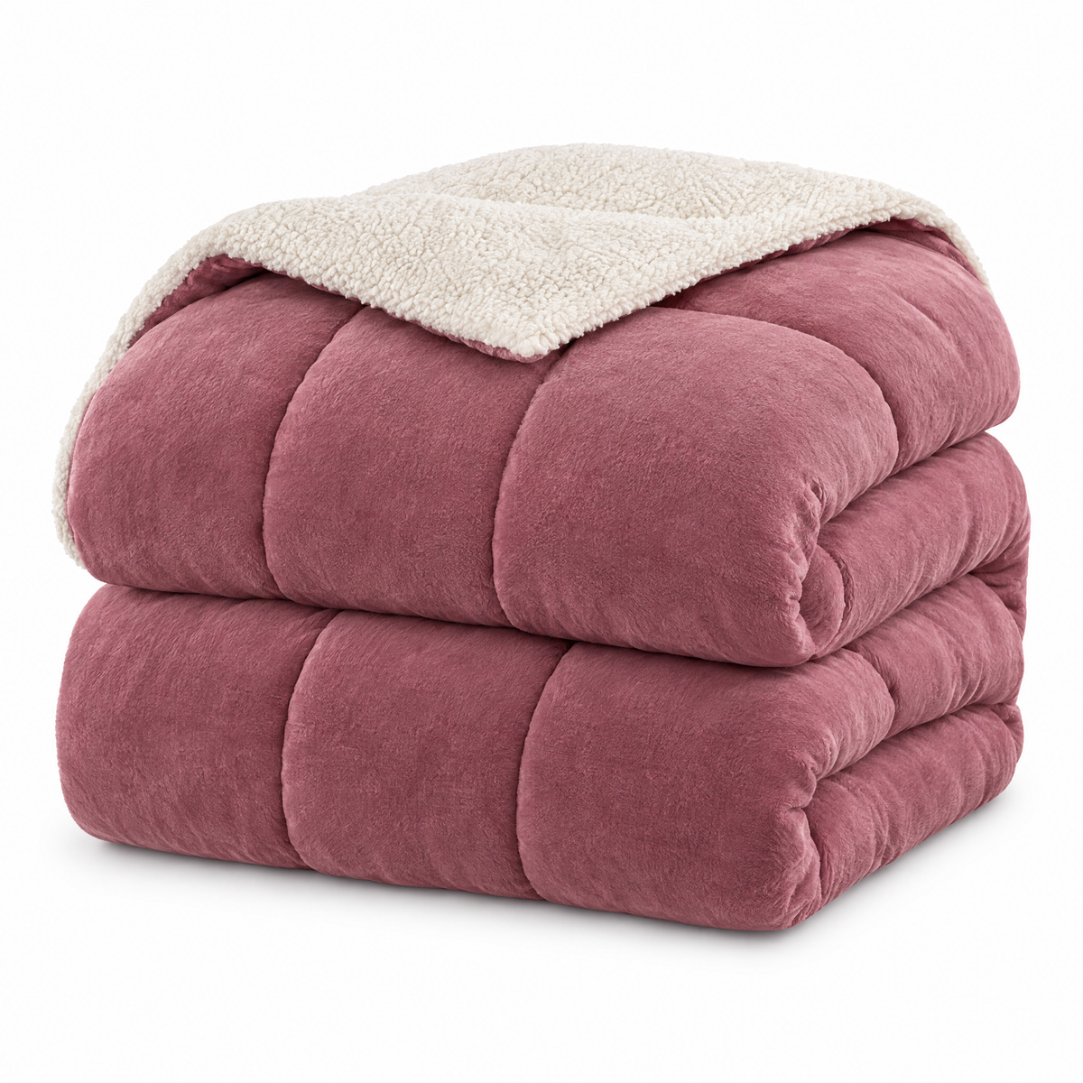 Milk Fleece Weighted Comforter, Warm Winter Quilt - Bean Paste - white background
