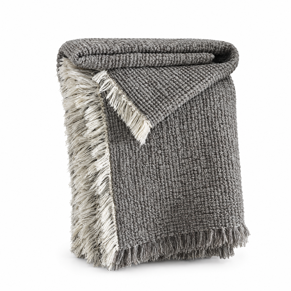 Cotton Linen Tassel Throw Blanket for Sofa & Bed - Shanjian - white background