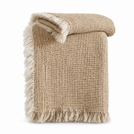 Cotton Linen Tassel Throw Blanket for Sofa & Bed - Gumo - white background