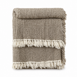 Cotton Linen Tassel Throw Blanket for Sofa & Bed - Chunye - white background