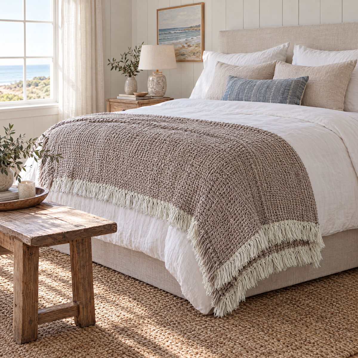 Cotton Linen Tassel Throw Blanket for Sofa & Bed - Chudai - lifestyle