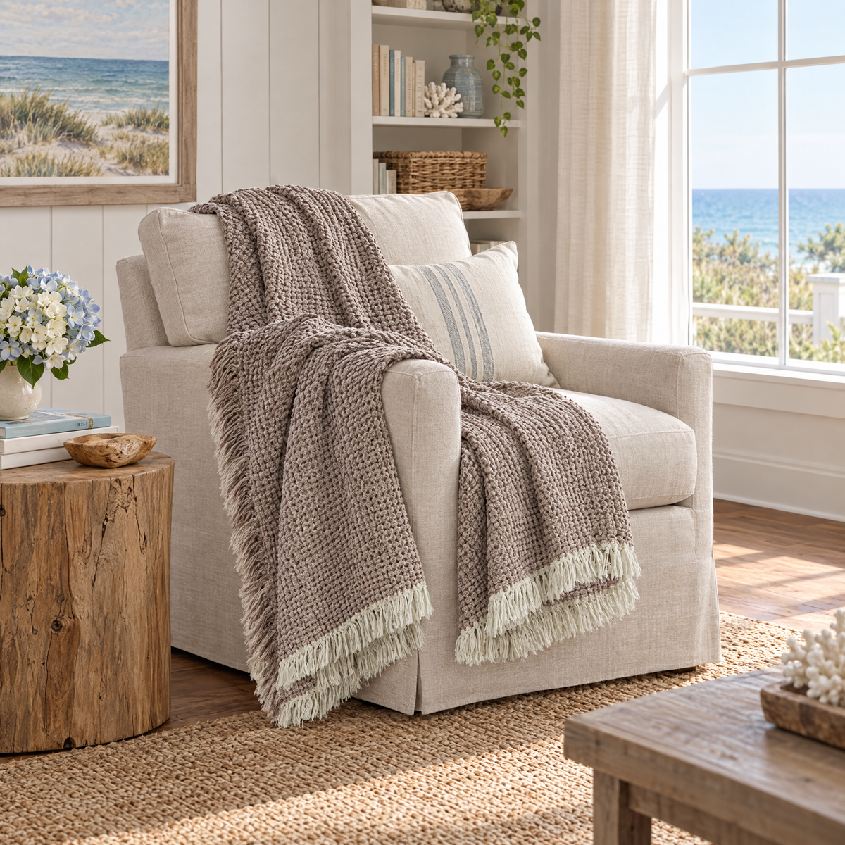 Cotton Linen Tassel Throw Blanket for Sofa & Bed - Chudai - lifestyle