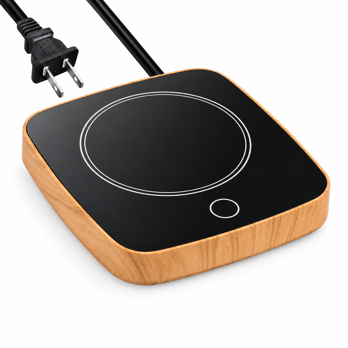 Electric Cup Warmer with 3 Heat Levels - WoodGrainUsPlug - white background