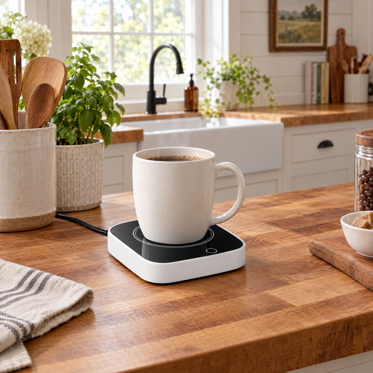 Electric Cup Warmer with 3 Heat Levels - WhiteUsPlug - lifestyle