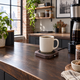 Electric Mug Warmer Coaster with 55°C Heat - square - lifestyle