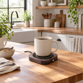 Electric Mug Warmer Coaster with 55°C Heat - square - lifestyle