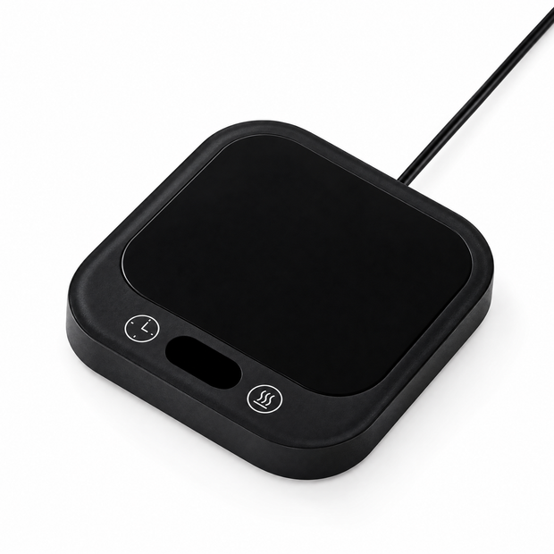 35W Mug Warmer Coaster with 5 Heat Settings - Black - white background