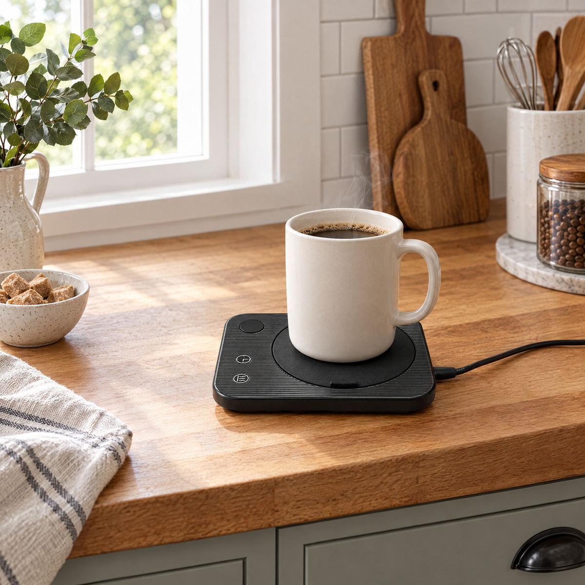 Coffee Mug Warmer with Auto Shutoff - black - lifestyle