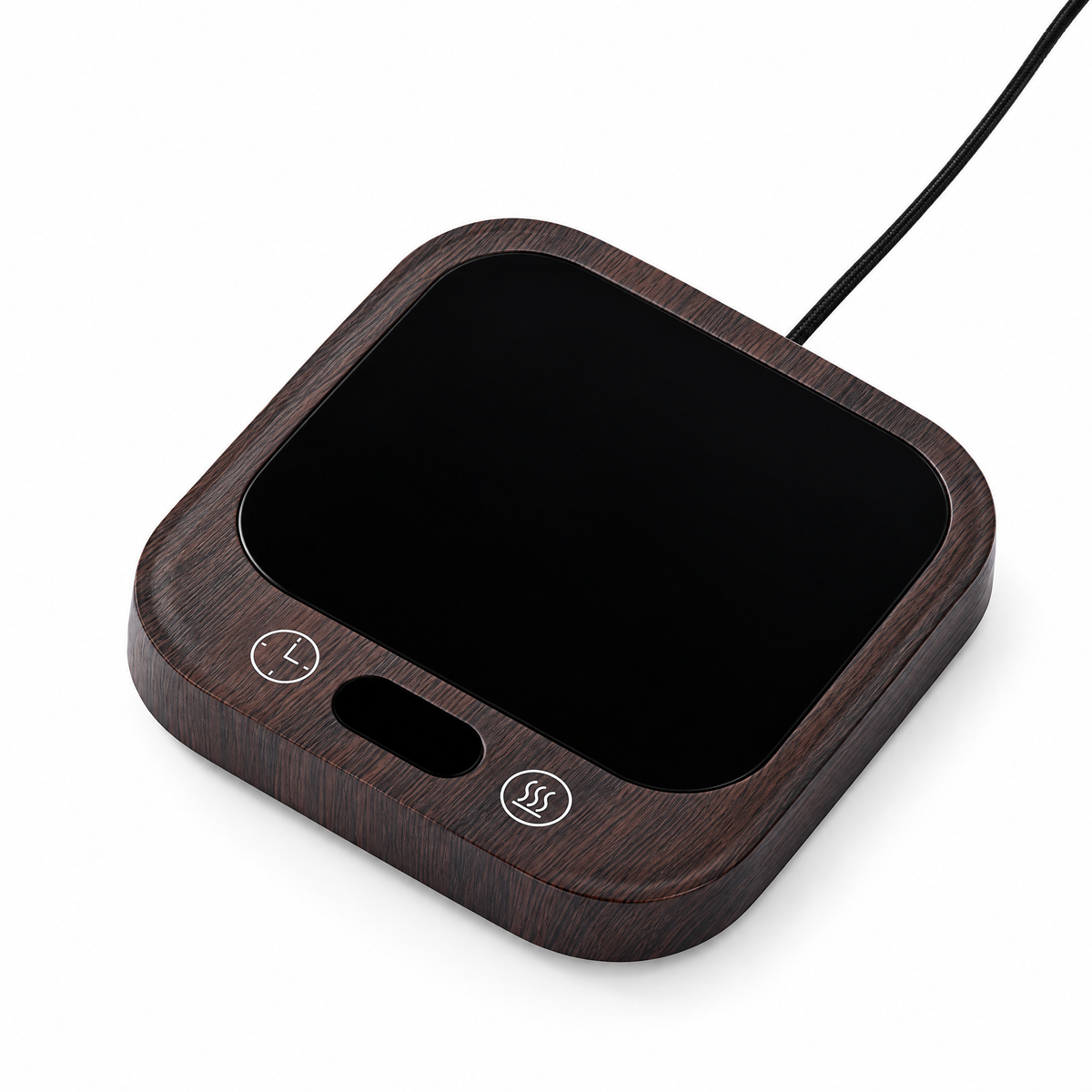 35W Mug Warmer Coaster with 5 Heat Settings - Wood grain - white background