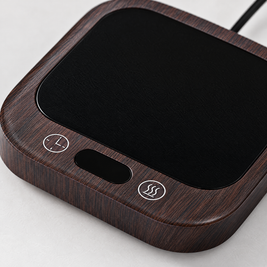 35W Mug Warmer Coaster with 5 Heat Settings - Wood grain - close-up detail