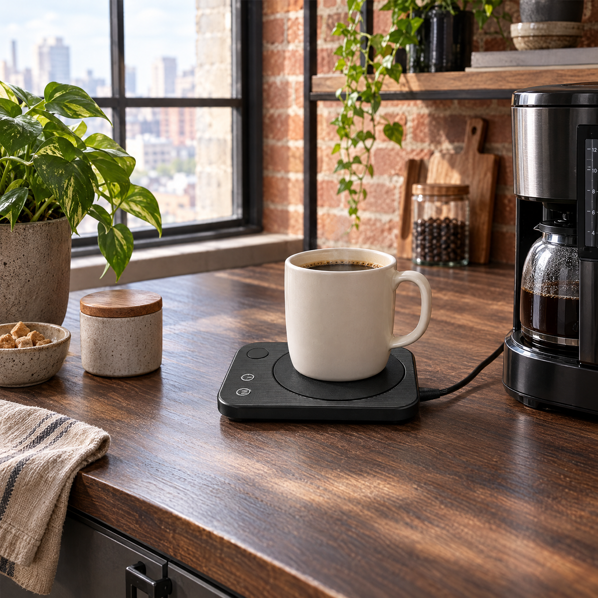 Coffee Mug Warmer with Auto Shutoff - black - lifestyle
