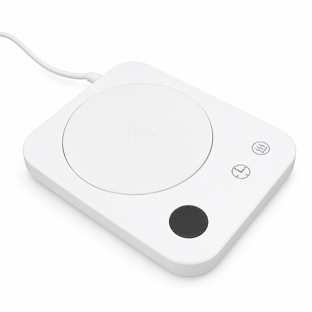 Coffee Mug Warmer with Auto Shutoff - WHITE - white background