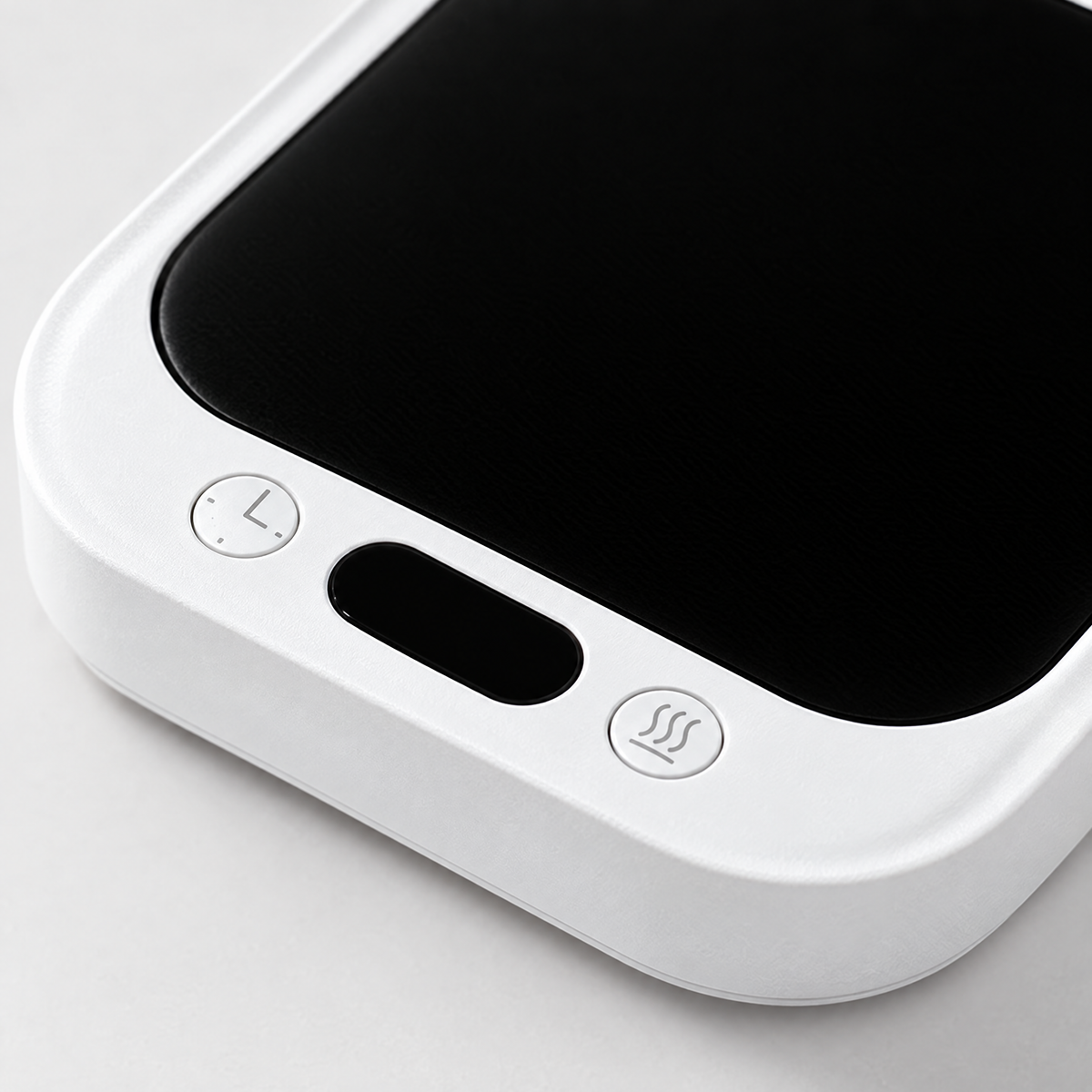 35W Mug Warmer Coaster with 5 Heat Settings - White - close-up detail