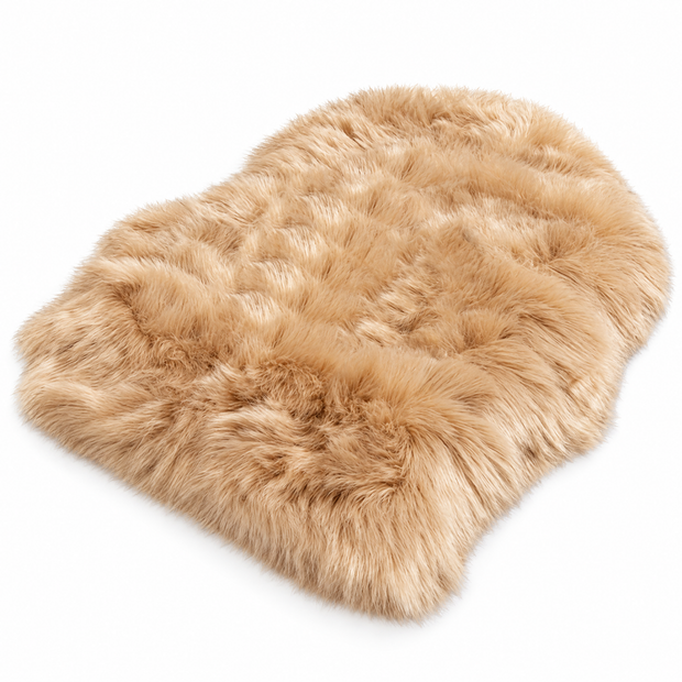Shaggy Faux Fur Rug 60x90cm Extra Thick Plush - coffee - white background