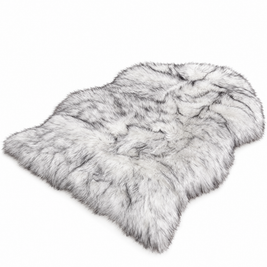 Shaggy Faux Fur Rug 60x90cm Extra Thick Plush - black and white - white background