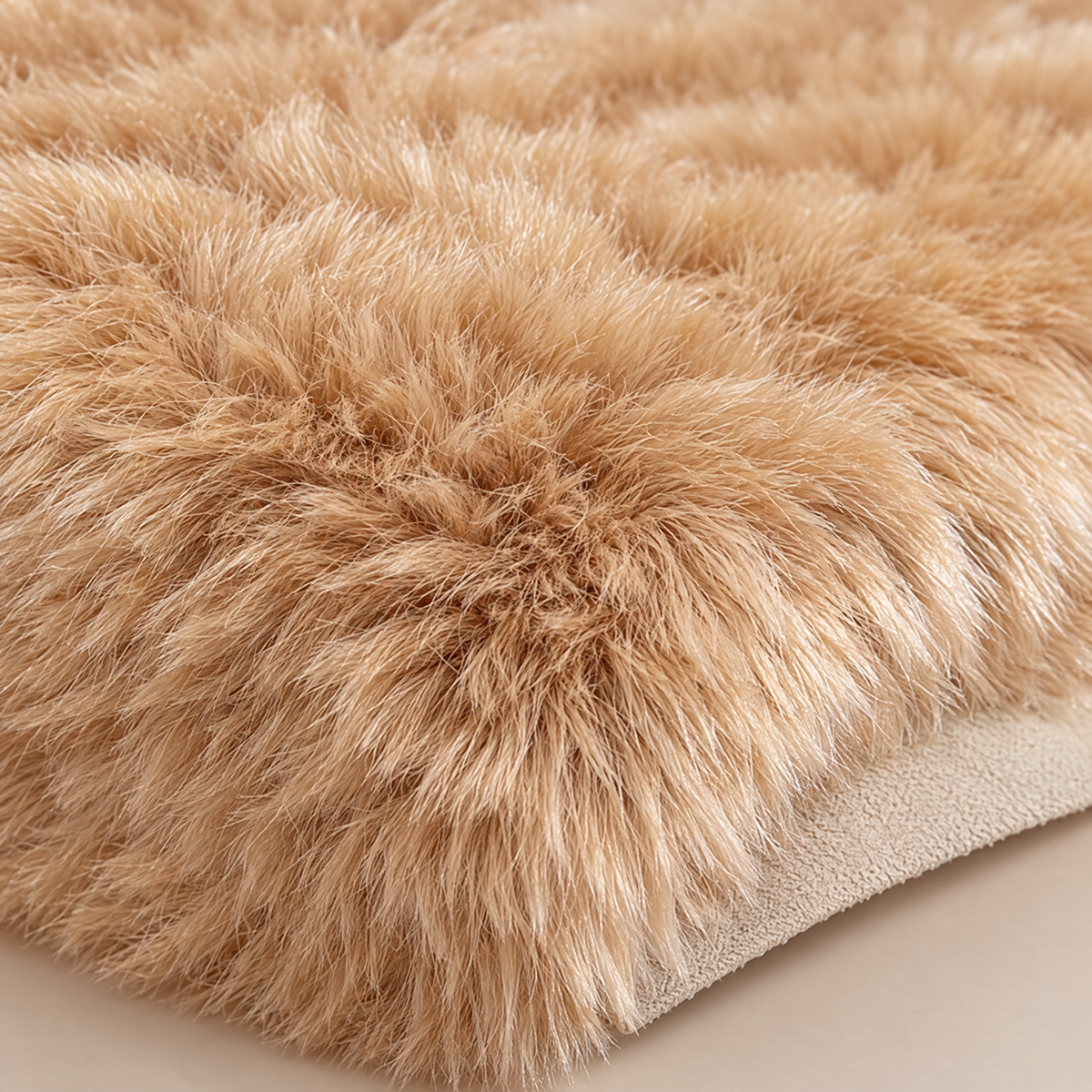 Shaggy Faux Fur Rug 60x90cm Extra Thick Plush - coffee - close-up detail